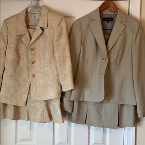 Two two piece suits with skirts